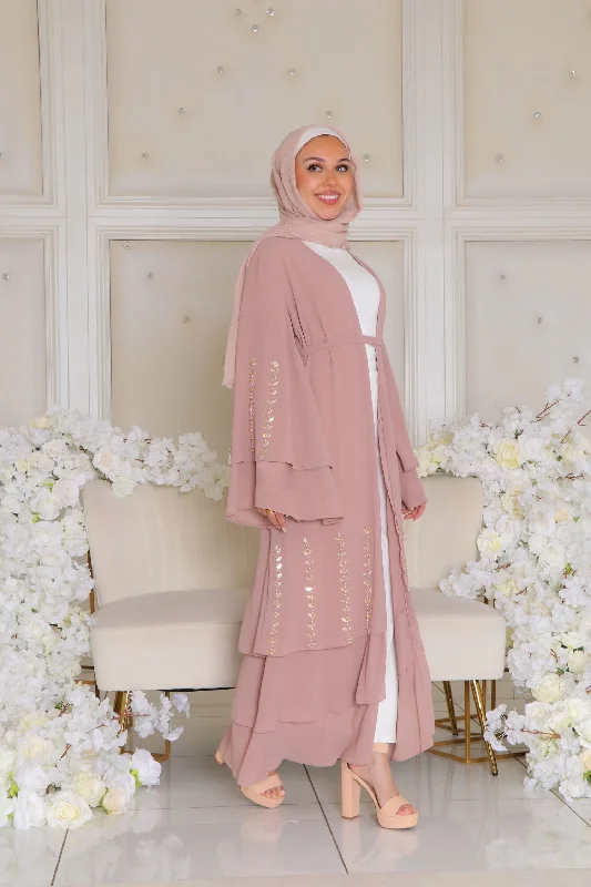 Amor Chiffon Layered Abaya- Rose Pink