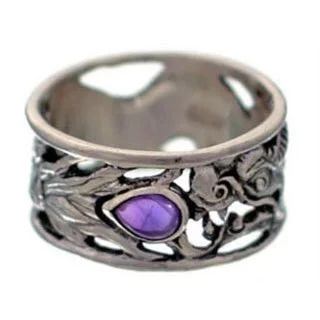 NOVICA Sterling Silver 'Dragon Guardian' Amethyst Ring