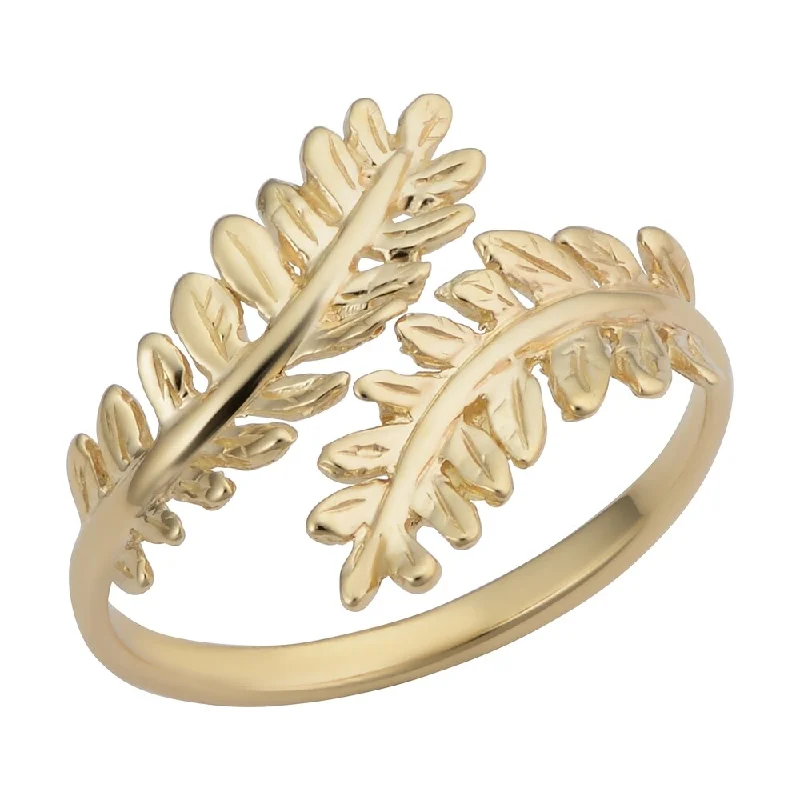 14k Yellow Gold Olive Branch Bypass Ring (size 6, 7, 8)