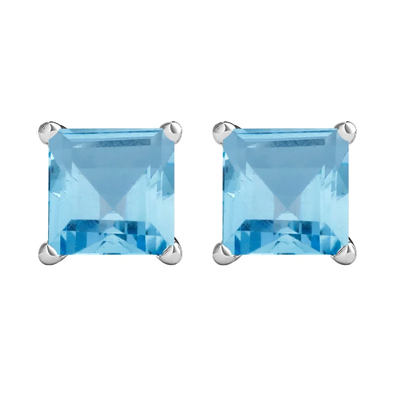 Sterling Silver with Natural Sky Blue Topaz Stud Earring