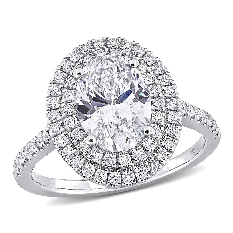 Created Forever 2 1/2ct TW Oval Lab-Grown Diamond Double Halo Engagement Ring in 14k White Gold