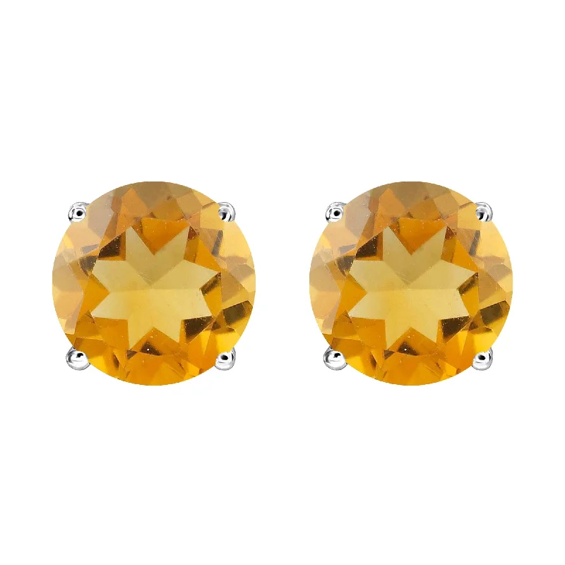 Sterling Silver with Natural Citrine Stud Earring