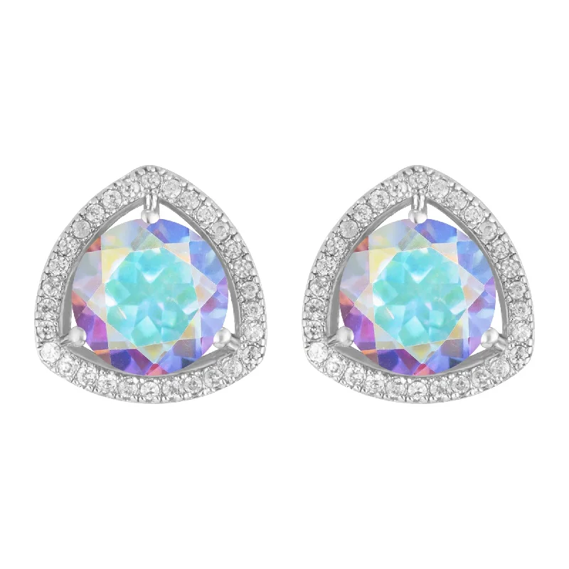 Sterling Silver with Mercury Opal Topaz and White Topaz Stud Earring