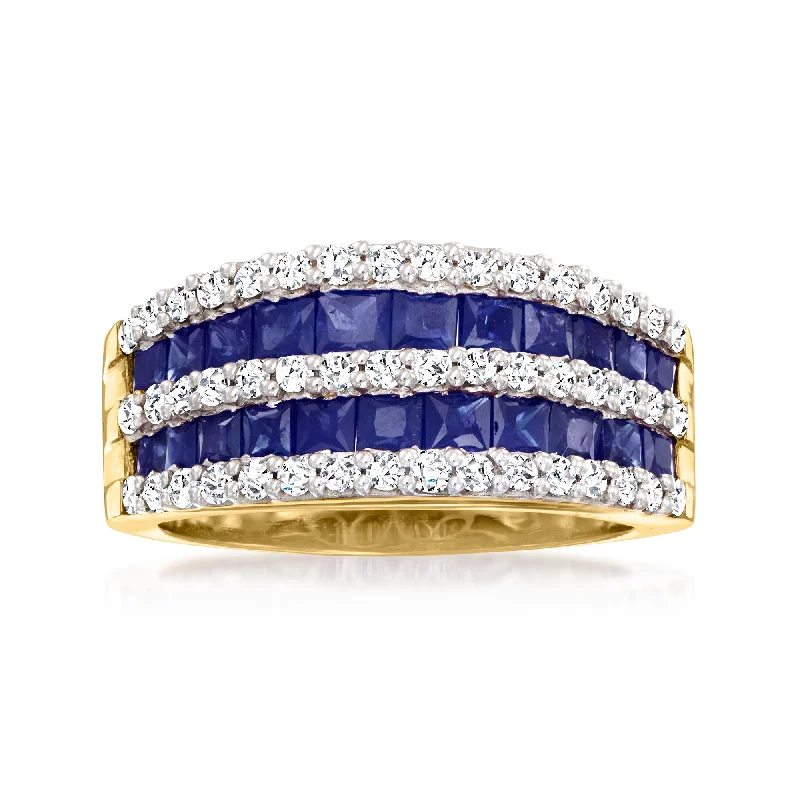 Ross-Simons Sapphire Ring With . Diamonds in 14kt Yellow Gold