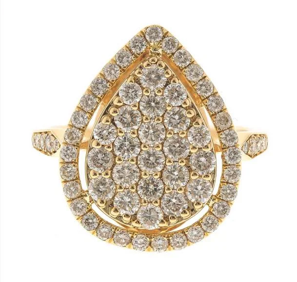 14K HALO PEAR SHAPED DIAMOND RING