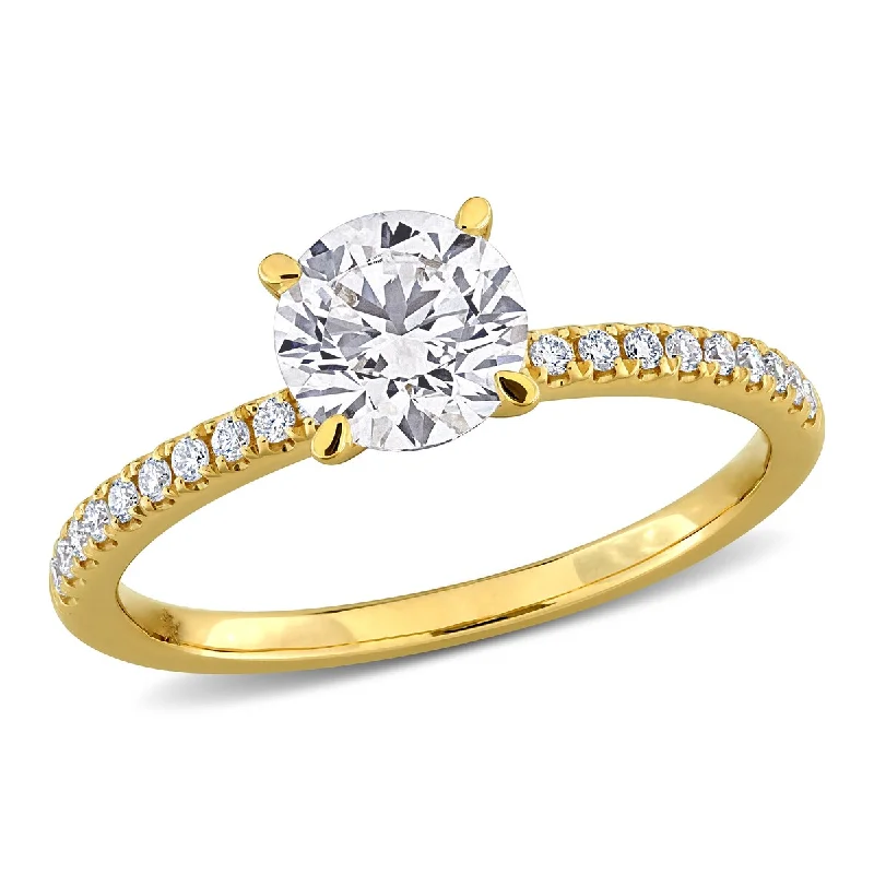 Created Forever by Miadora 1 1/6ct TW Lab-Grown Diamond Solitaire Engagement Ring in 14k Yellow Gold