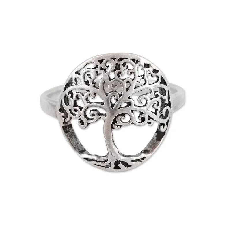 NOVICA Majestic Jali Tree, Sterling silver cocktail ring