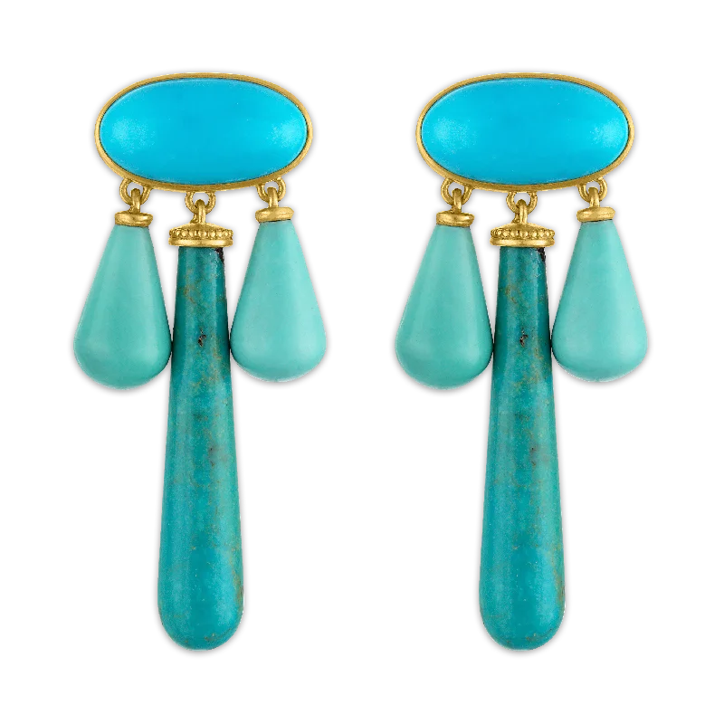 Turquoise Trium Drop Earrings