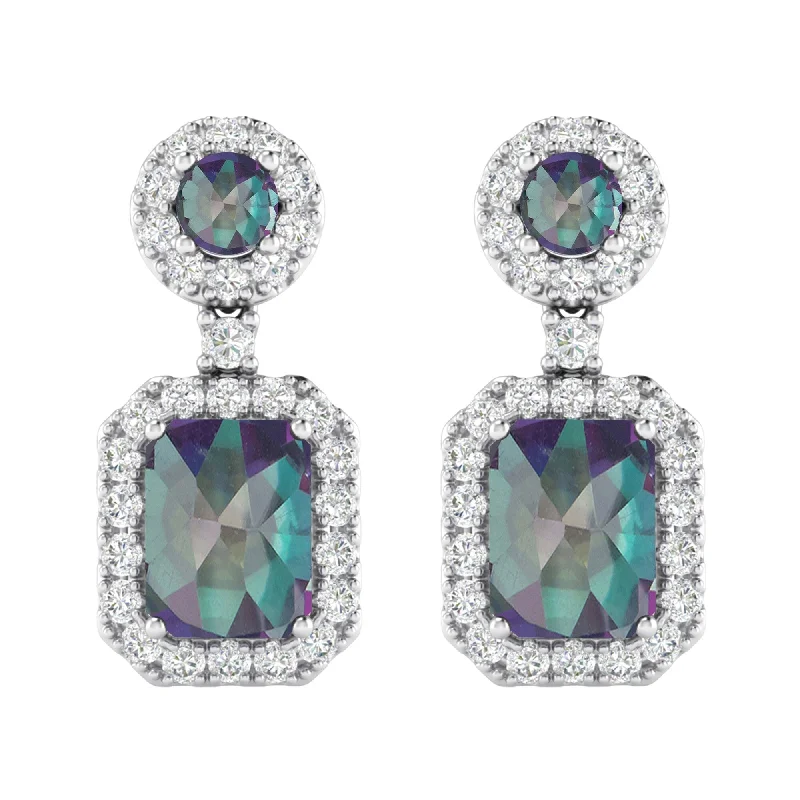 Sterling Silver with Mystic Topaz and White Topaz Dangle Earring