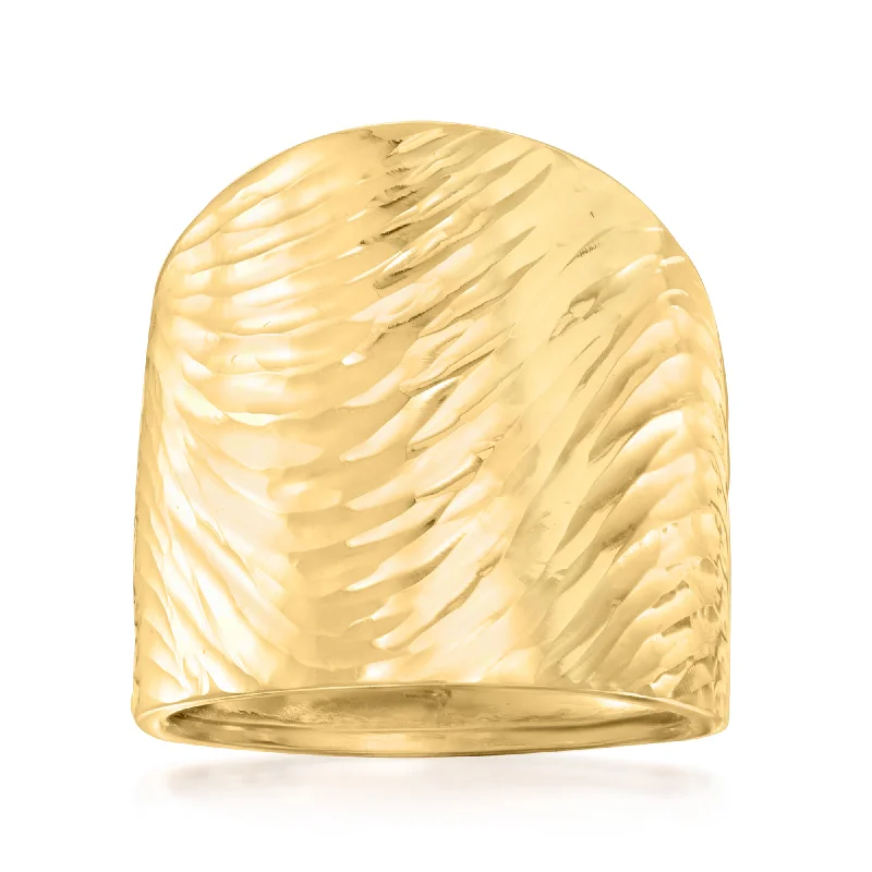 Ross-Simons Italian 14kt Yellow Gold Textured and Polished Wide Ring