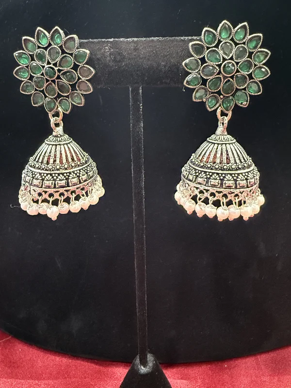 Attractive Beautiful Green Color earings Oxidized Pearls Drop Earrings For Women