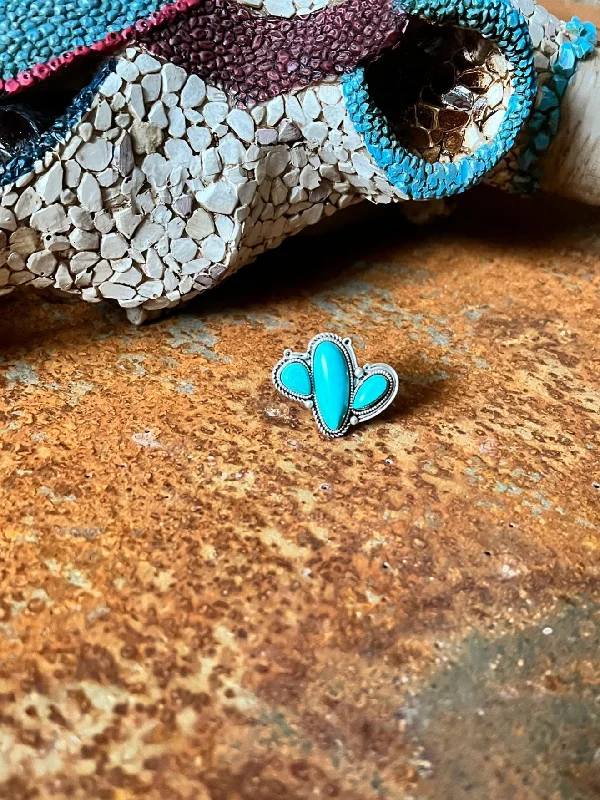 Cactus Turquoise Stone Adjustable Ring