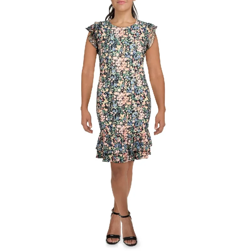 Tommy Hilfiger Womens Plus Floral Knee Midi Dress