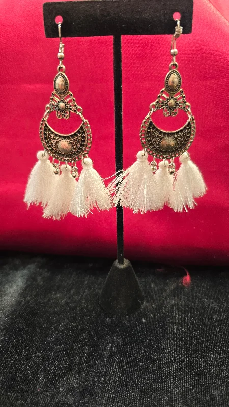 Cute Oxidized Earrings With White Dazzles