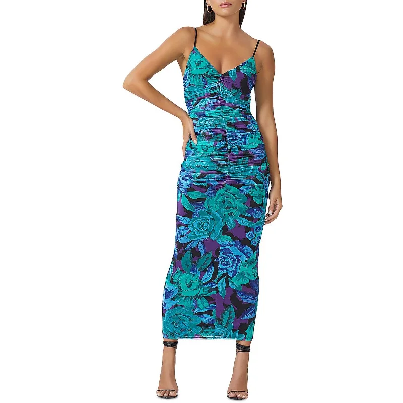 AFRM Womens Ruched Floral Maxi Dress