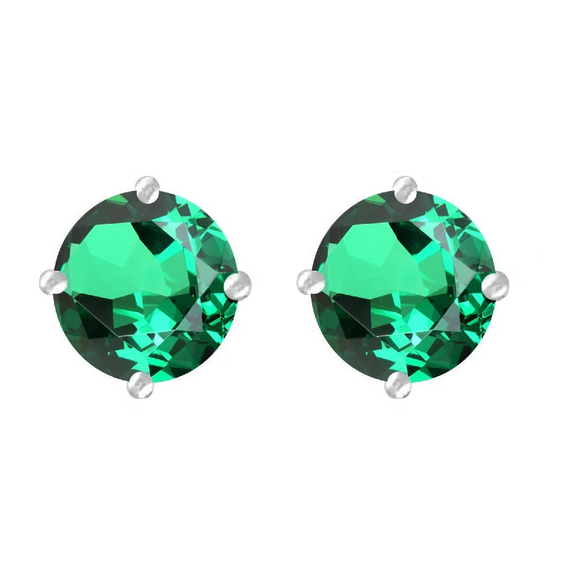 Sterling Silver with Emerald Stud Earring