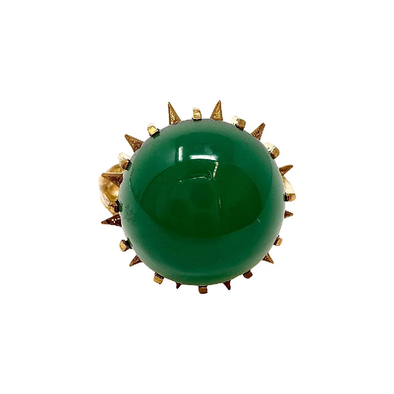 18K Gold Ring with Green Cabochon