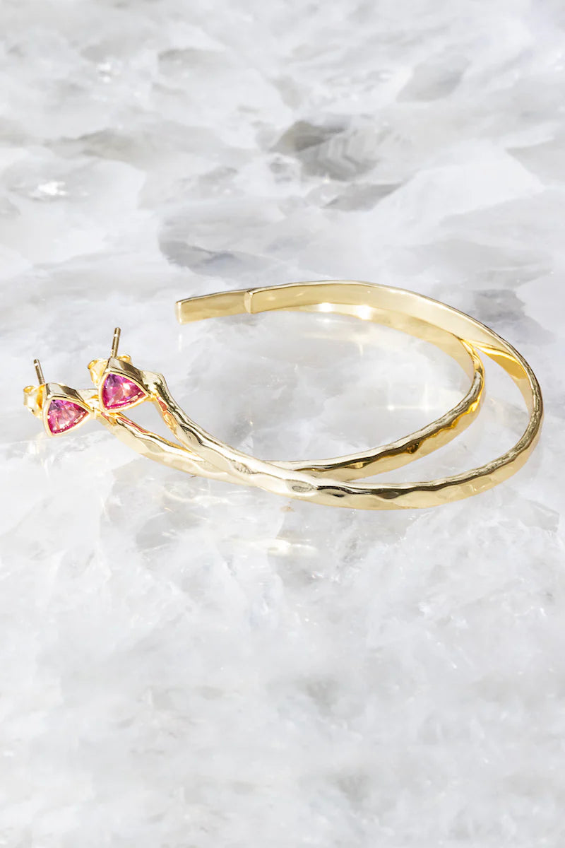 Native Gem 14k Gold Vermeil Hero Hoops Pink