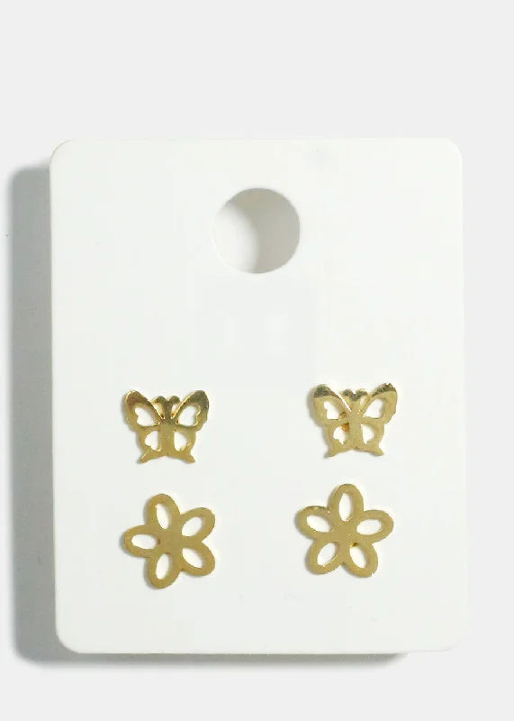 Sensitive Ears Butterfly & Flower Earrings