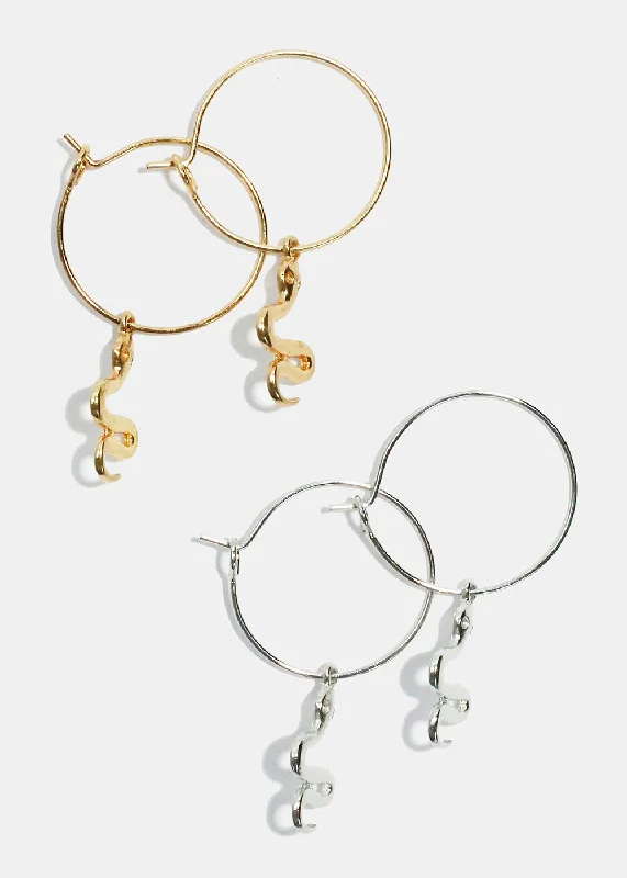 3 Pair Snake Hoop Earrings