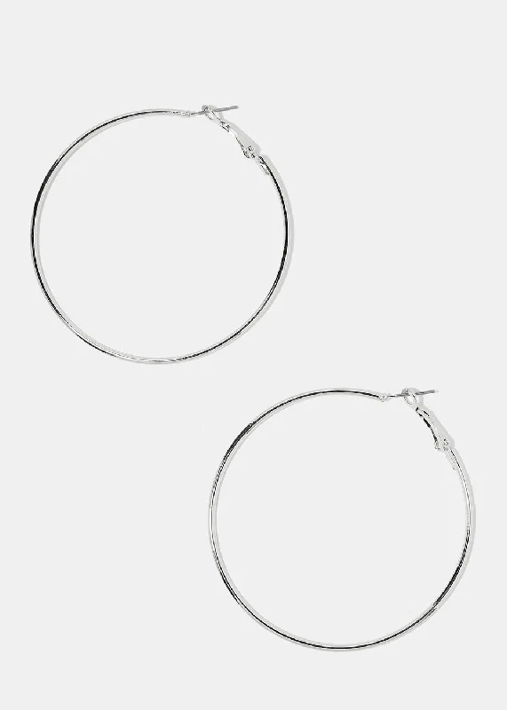 60MM Silver Metal Hoop Earrings