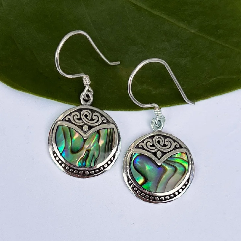 Abalone Filigree Earrings - Sterling Silver, Indonesia