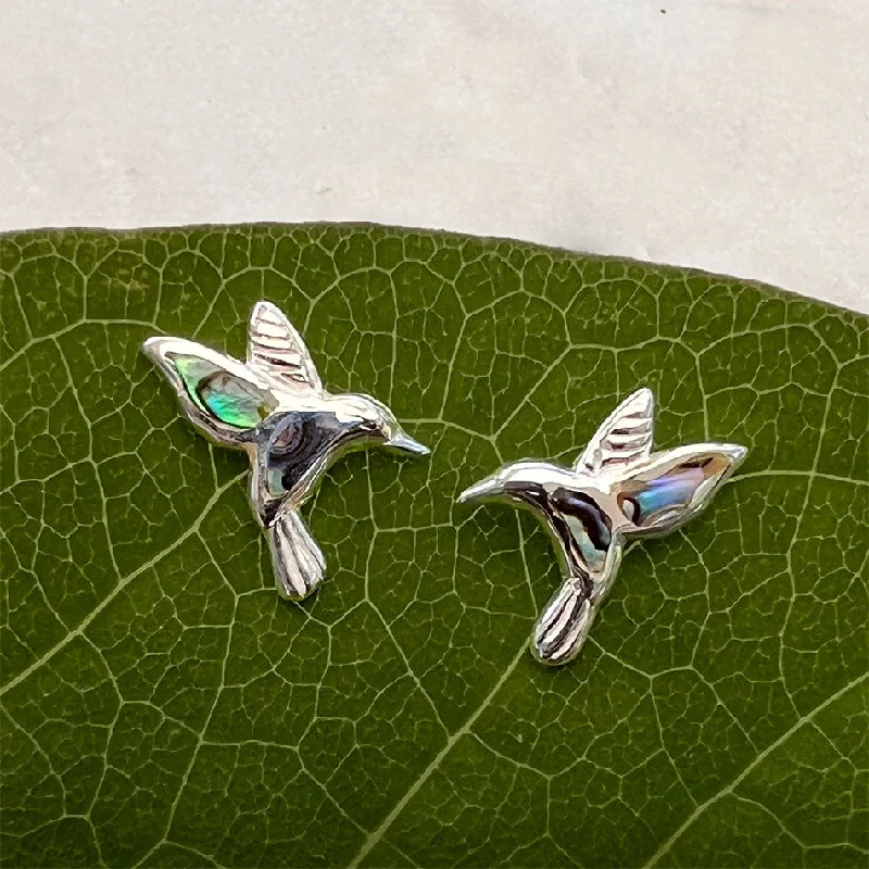 Abalone Hummingbird Studs - Sterling Silver, Indonesia