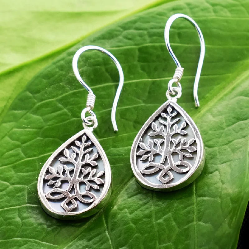 Akar Mother of Pearl Earrings - Sterling Silver, Indonesia