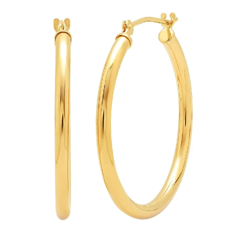 Amanda Rose Collection 1 inch 14K Yellow Gold Classic Round Hoop Earrings