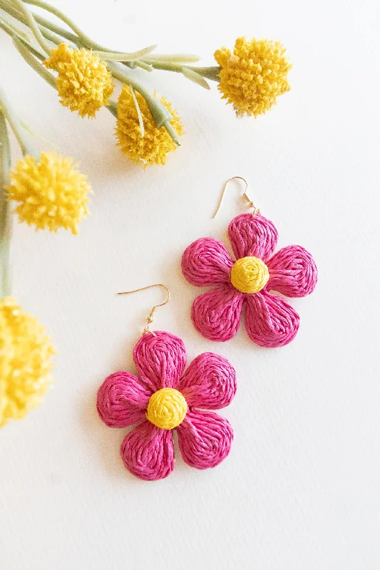 Annie Floral Raffia Earrings | Spring Summer Colorful Accessories | Handmade Woven Raffia