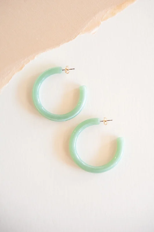 Avery Lucite Earrings | Mint Summer Hoops