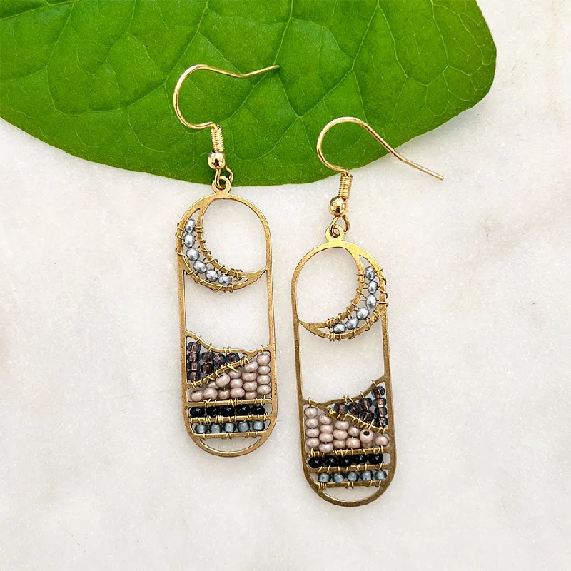 Crescent Moon Bead Earrings, Guatemala