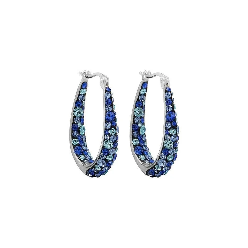 Blue Inside Out Crystal Hoop Earrings For Women