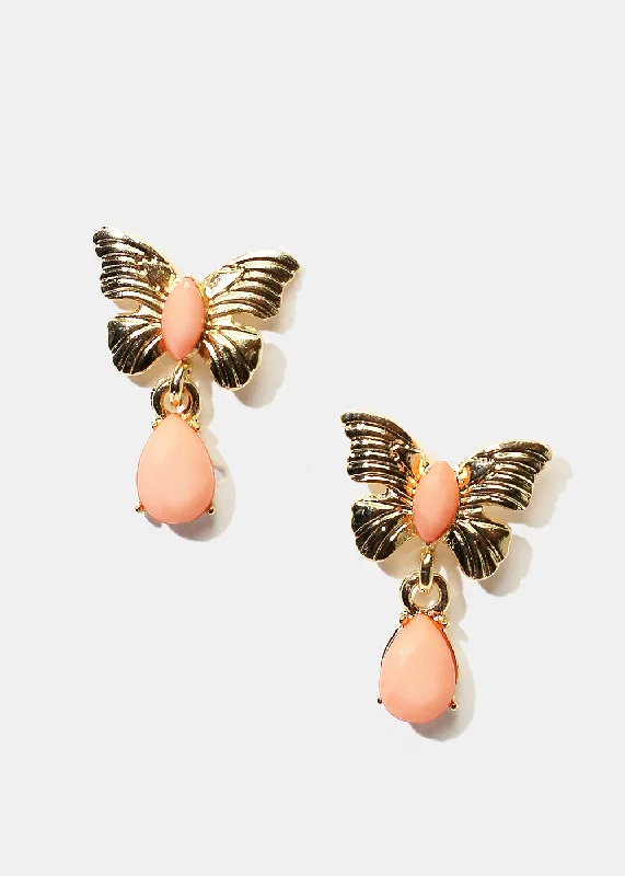 Butterfly & Enamel Dangle Earrings