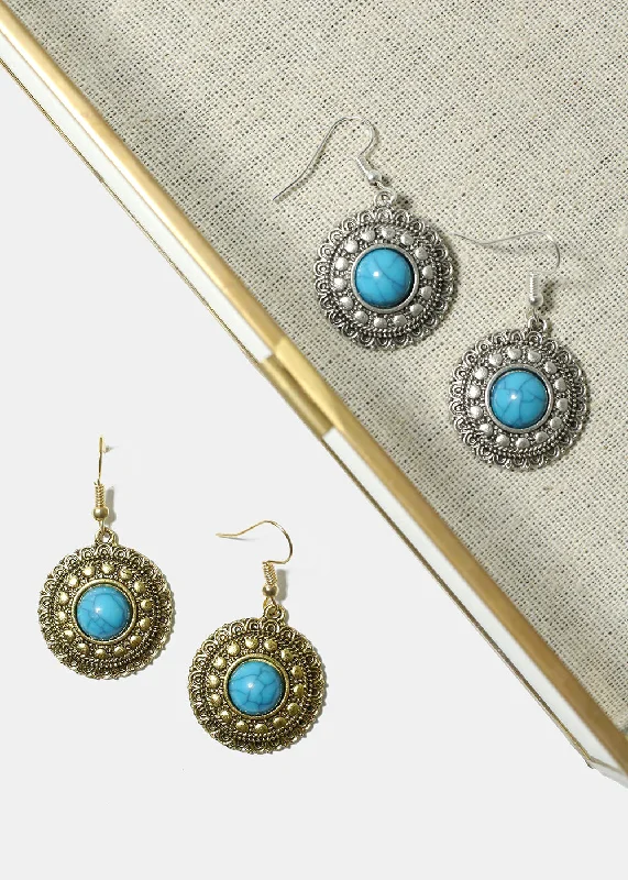 Circle Turquoise Earrings