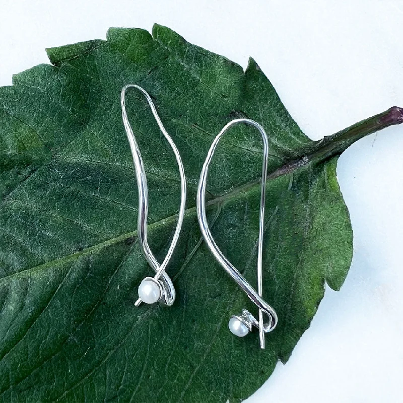 Artsy Pearl Earrings - Sterling Silver, Indonesia