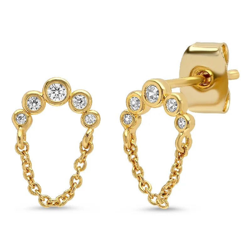 Tai CZ Gold Dangle Chain Studs