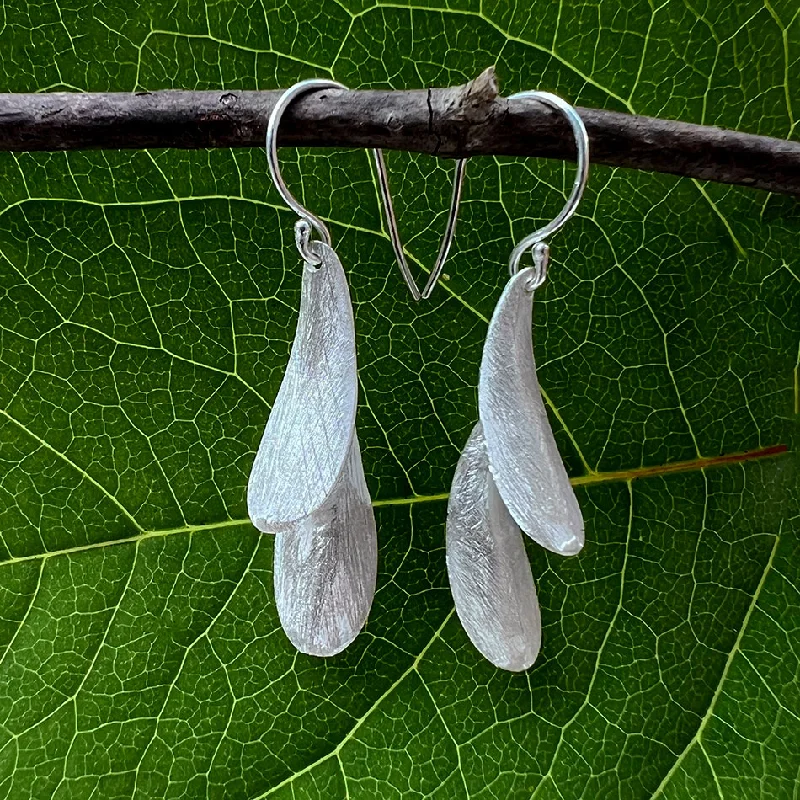 Double Petal Earrings - Sterling Silver, Indonesia