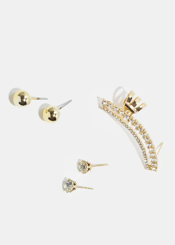 Ear Cuff and Stuff Earring Set