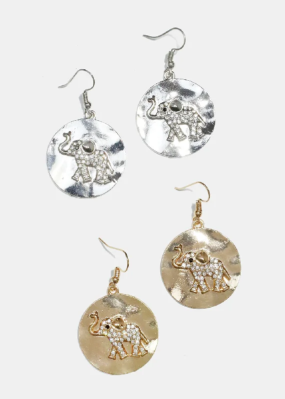 Elephant Disc Earrings