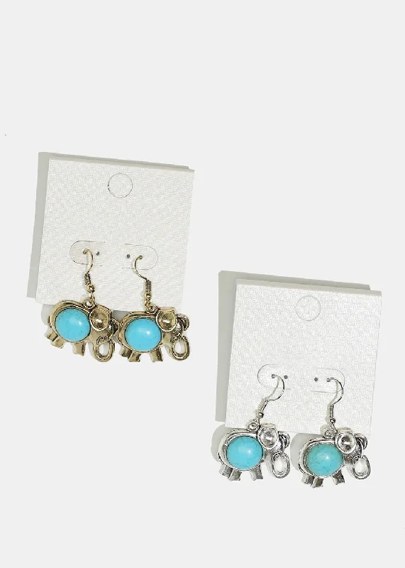 Elephant Stone Dangle Earrings