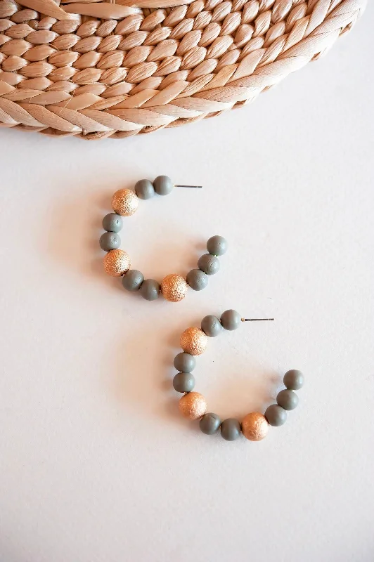 Faye Gray Wood and Gold Bead Hoops