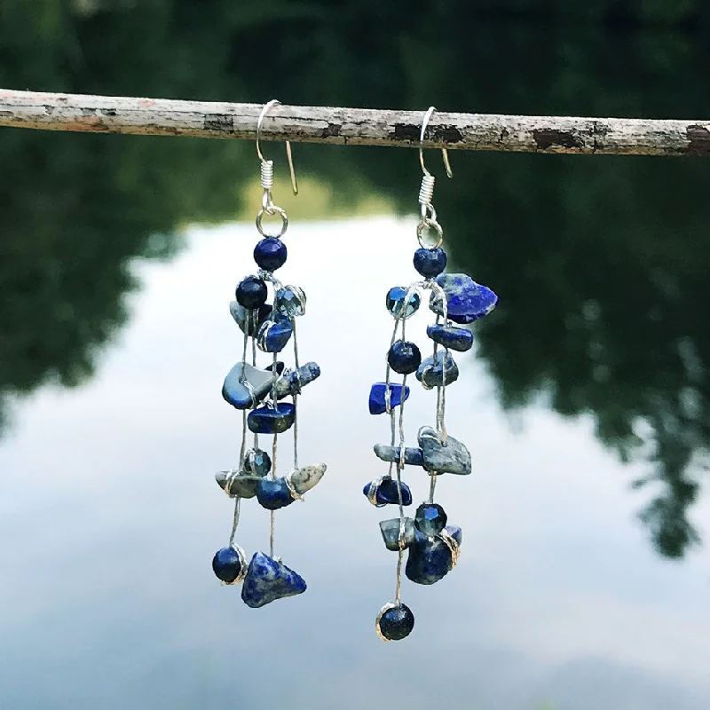 Floating Earrings - Lapis, Thailand