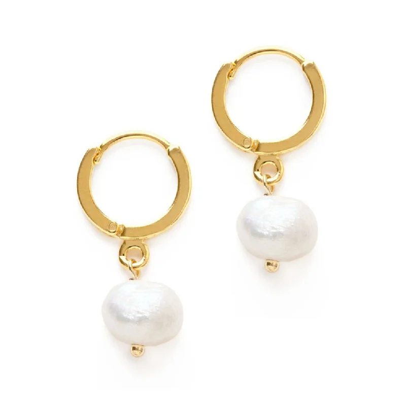 Amano Fresh Water Pearls on Huggie Hoops