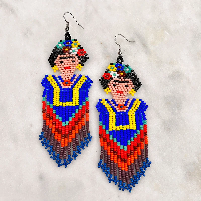 Frida Kahlo Statement Earrings, Guatemala