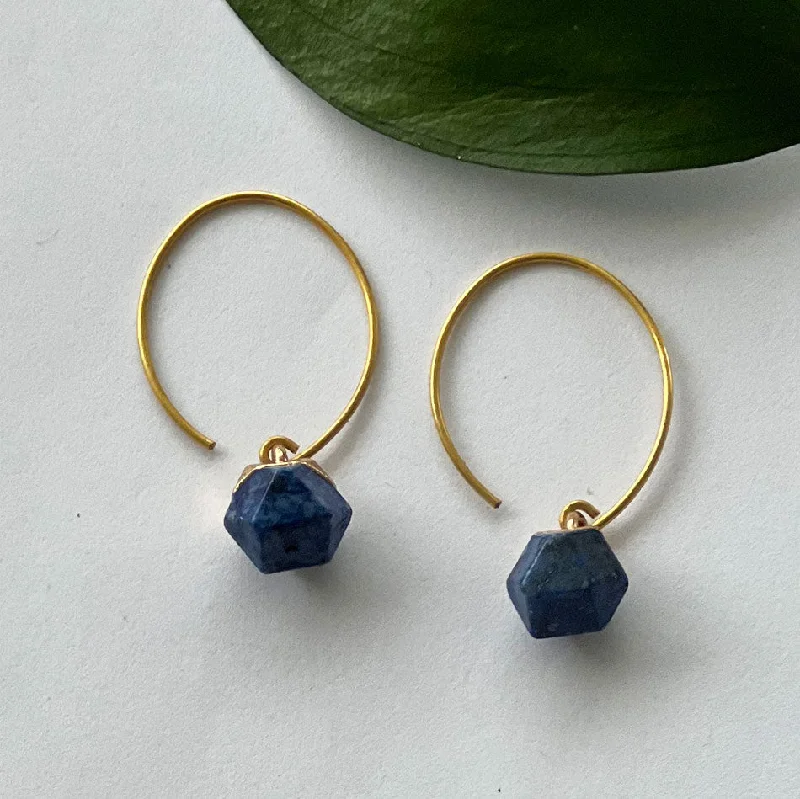 Geometric Stone Hoops - Lapis, Thailand