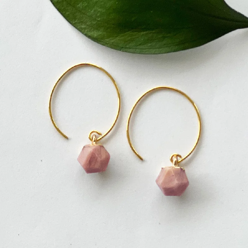 Geometric Stone Hoops - Rhodonite, Thailand