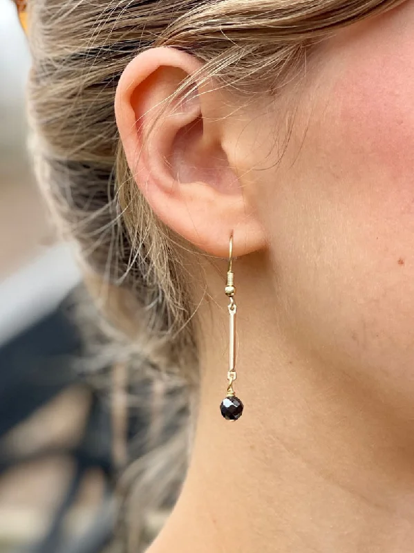 Gleam Bar Hematite Earrings - Gold/Black