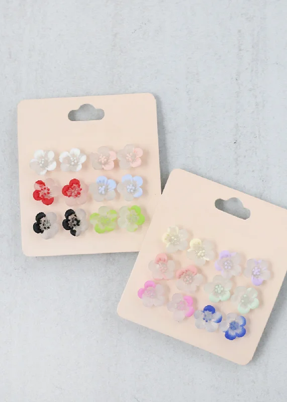 Glow in the Dark Earrings - 6 Pair Hibiscus