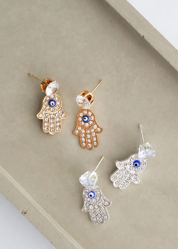 Hamsa Hand & Cross Earring